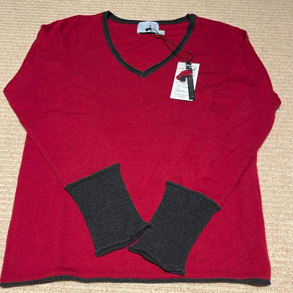Michael Stars NWT red sweater with grey trim